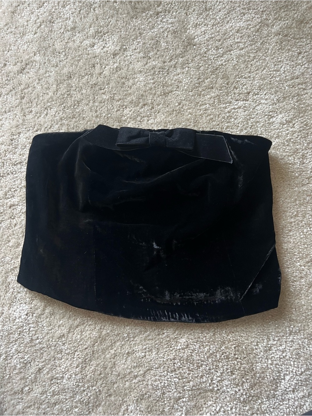 WAYF Black Velvet Bow Strapless Tube Top Size M NWOT